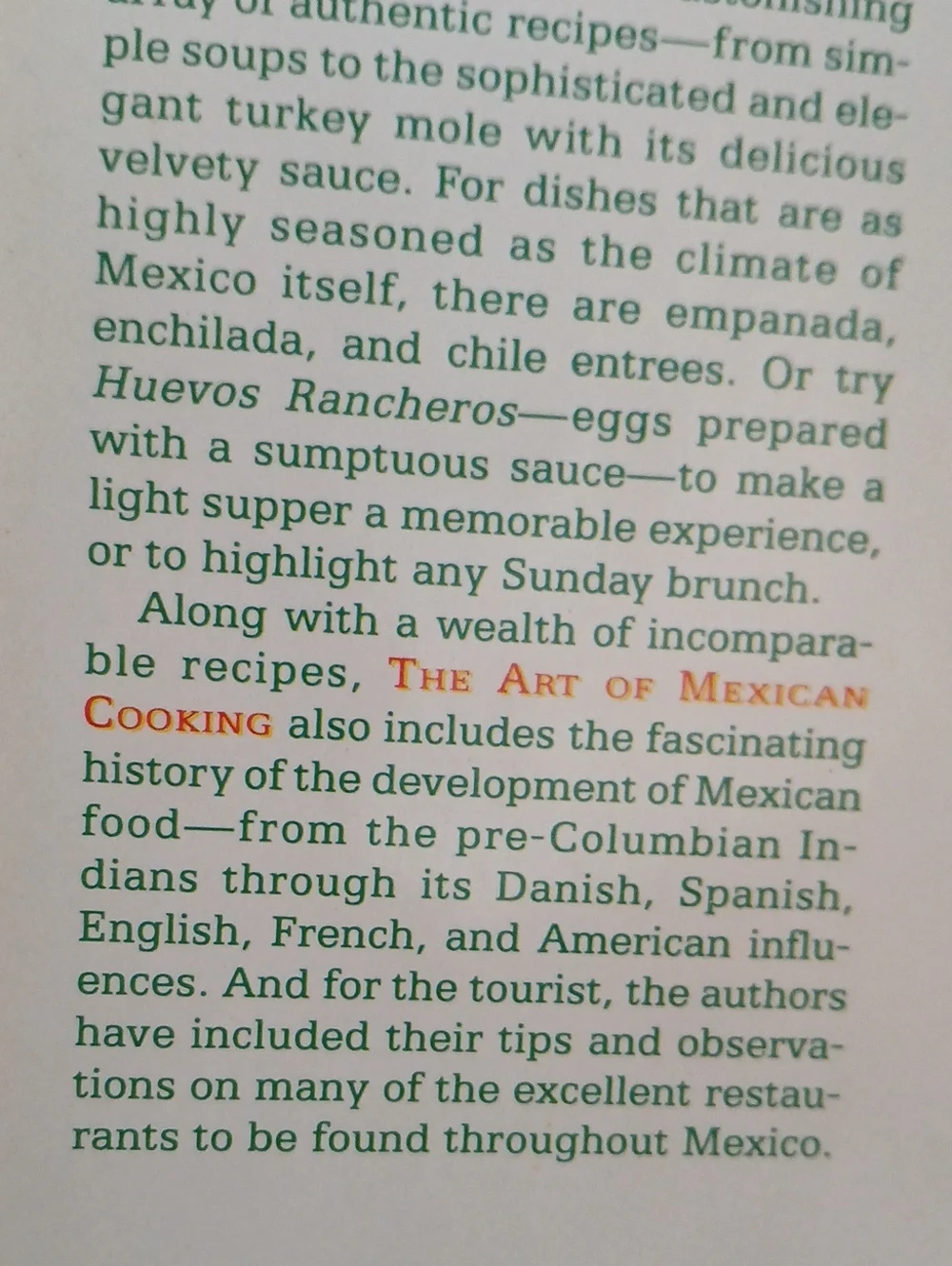 Vintage 1965 The Art of Mexican Cooking Cookbook Collectible Hardcover
